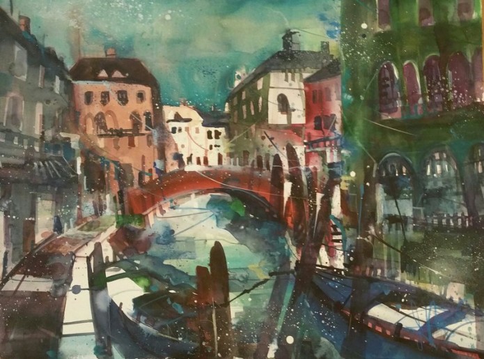 Venedig (D), Watercolor 56/76 cm, Andreas Mattern, 2015